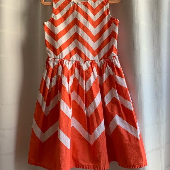 Gymboree girls fit and flare chevron dress size 5. Orange and white - Picture 1 of 3